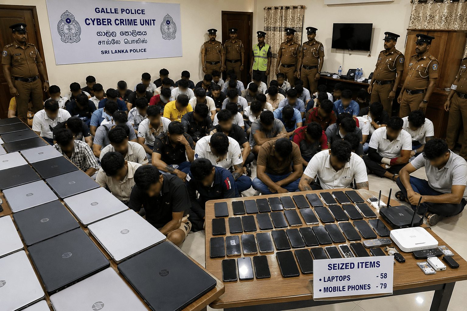 ගාල්ලේ සයිබර් අපරාධ සැකකරුවන් 110ක් අත්අඩංගුවට